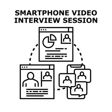 Smartphone video call interview session concept Stock Illustration
