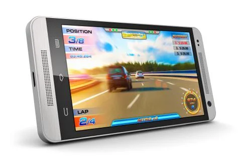 Smartphone with video game Illustrazione stock