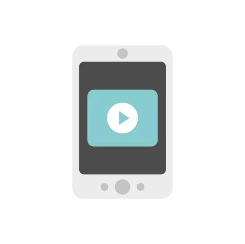 Smartphone video lesson icon flat isolated vector Stockillustratie