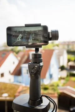 Smartphone video panorama setup Stock Photos