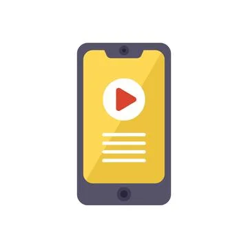 Smartphone video play icon flat vector. Online training Illustrazione stock