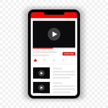 Smartphone with video player app design. Mobile video player elements イラスト素材