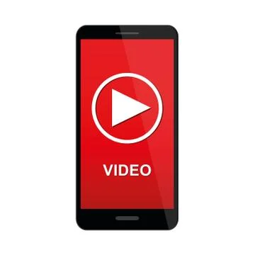 Smartphone with video player app on screen Illustrazione stock