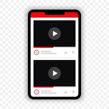 Smartphone with video player elements for popular app interface. Multimedia Stock Illustration