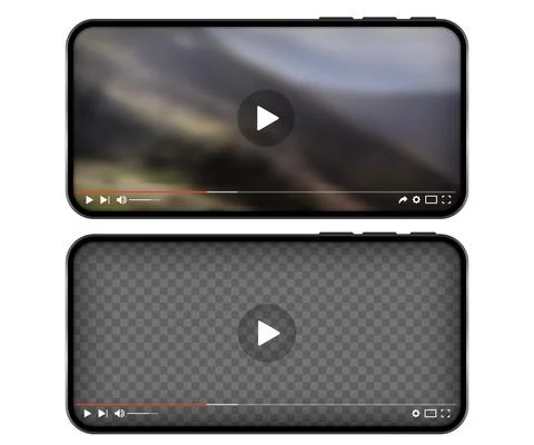 Smartphone with video player on the screen. Vector illustration. Stock Illustration