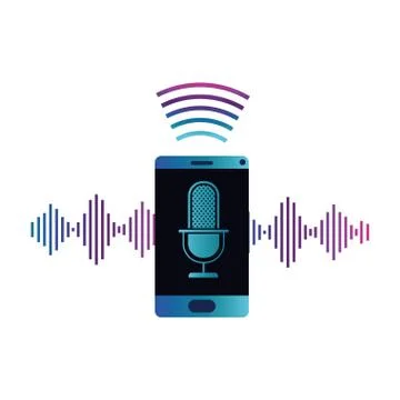 Smartphone with voice assistant icon Stock Illustration