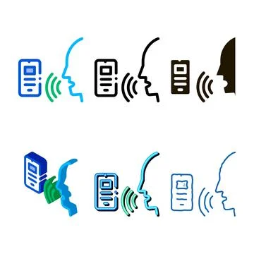Smartphone voice control icon vector variety Stock Illustration