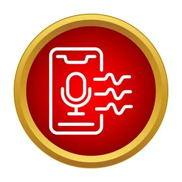 Smartphone voice recognition app icon with sound waves Stock Illustration