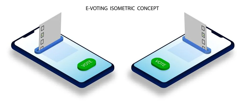 Smartphone with voting sheet and selection button on screen. Online e-voting Stock Illustration