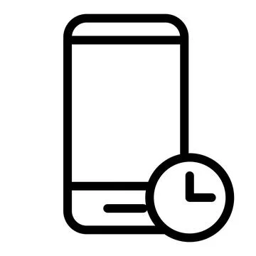 Smartphone wait icon line isolated on white background. Black flat thin ico.. Stock Illustration