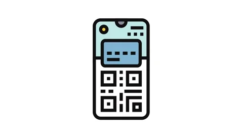 Smartphone wallet qr code fintech color icon animation Stock Footage 326116298