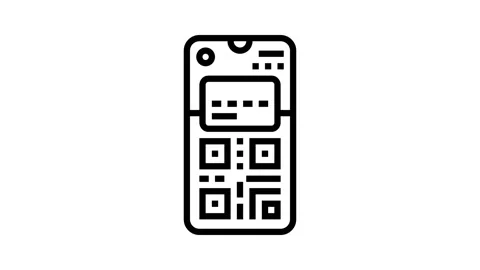 Smartphone wallet qr code fintech line icon animation Stock Footage 326123619