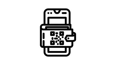 Smartphone wallet qr code fintech line icon animation Stock Footage 326748458