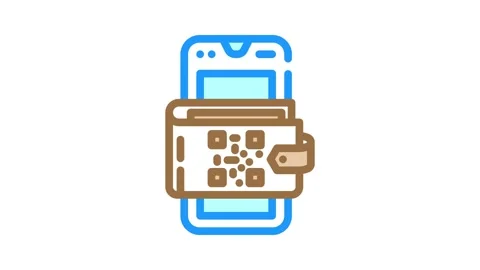 Smartphone wallet qr code fintech color icon animation Stock Footage 327256719