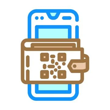 Smartphone wallet qr code fintech color icon vector illustration 스톡 일러스트