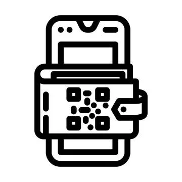 Smartphone wallet qr code fintech line icon vector illustration Illustrazione stock