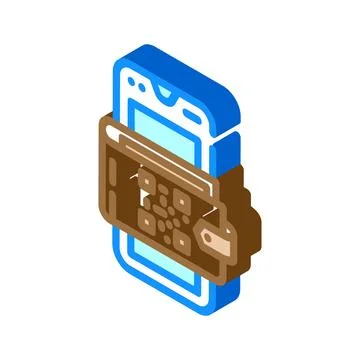 Smartphone wallet qr code fintech isometric icon vector illustration Stock Illustration