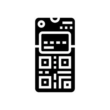 Smartphone wallet qr code fintech glyph icon vector illustration Stock Illustration