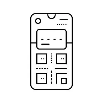 Smartphone wallet qr code fintech line icon vector illustration Illustration