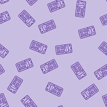 Smartphone wallet qr code fintech line seamless pattern Stock Illustration