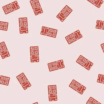 Smartphone wallet qr code fintech glyph seamless pattern 스톡 일러스트