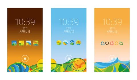 Smartphone wallpapers collection, vector illustration. Illustrazione stock