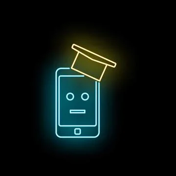 Smartphone wearing graduation cap representing digital e learning 스톡 일러스트