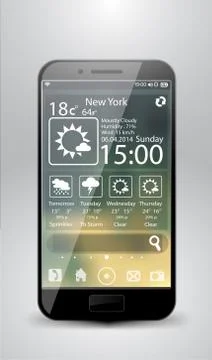 Smartphone weather widgets Stock Illustration
