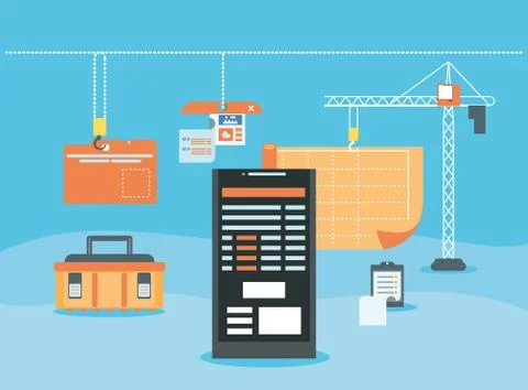 Smartphone with webpage under cosntruction Stock-Illustration