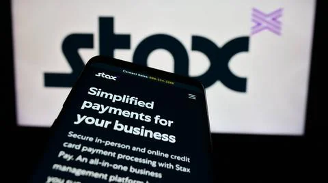 Smartphone with webpage of US payment technology company Stax Payments Inc... Stock Photos