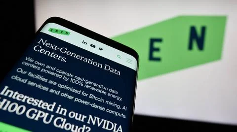 Smartphone with website of Australian Bitcoin mining company Iris Energy L... Stock Photos