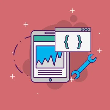 Smartphone website code support repair tool Stock Illustration