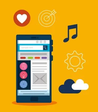 Smartphone website document information and clouud data Stock Illustration