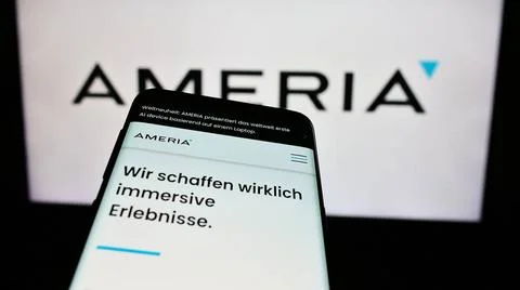 Smartphone with website of German customer experience company Ameria AG in... 스톡 사진