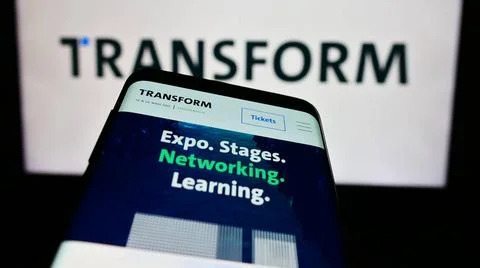 Smartphone with website of German technology event TRANSFORM (Bitkom e.V.)... Stock Photos