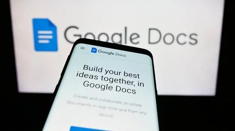  Smartphone with website of online word processing product Google Docs on ... Stock Photos