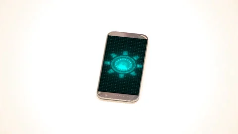 Smartphone on a white background with a chroma key on the display and marks for Stock Footage 87955545