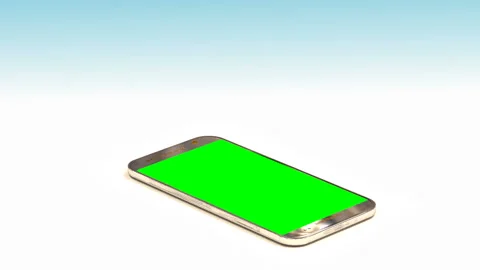 Smartphone on a white background with a chroma key on the display and marks for Stock Footage 88120457