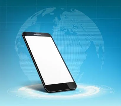 Smartphone with white blank screen. Technology background Stock Illustration