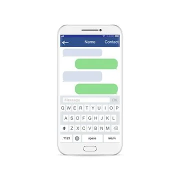 Smartphone white chatting sms app template bubbles, black and white theme. .. Stock Illustration