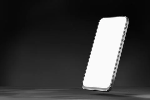 Smartphone with a white screen on a dark background. Blank for your design. S Stock Illustration