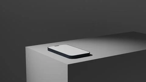 Smartphone with white screen on dark surface, minimalistic mockup for adver.. Stock Illustration