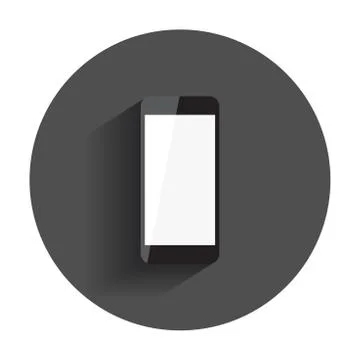 Smartphone with white screen flat icon. Computer realistic vector illustratio Stock Illustration