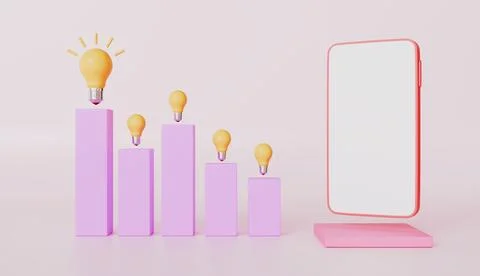 Smartphone white screen opposite of bar chart sort high low, smartphone Stock Illustration