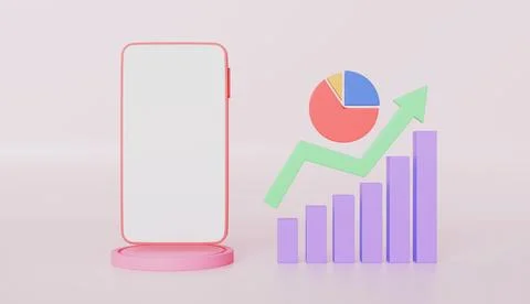 Smartphone white screen opposite of bar chart sort high low, smartphone Stock Illustration