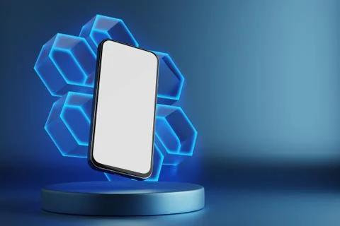 Smartphone with a white screen. Smartphone on the background of cells. Place Stock Illustration