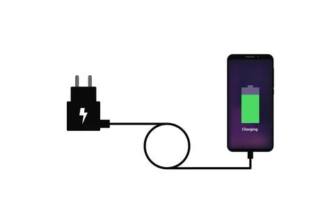Smartphone wire cable charging concept Stock-Illustration