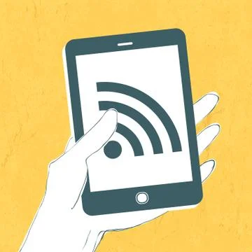 Smartphone with wireless connection icon. vector Stock Illustration