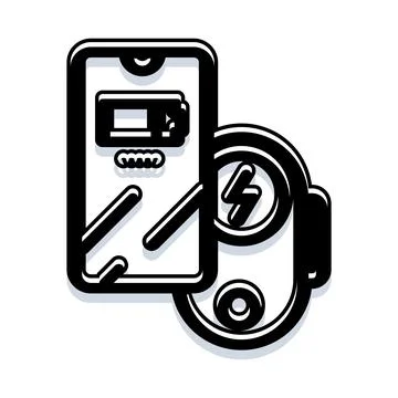 Smartphone wirelessly charging battery icon illustration イラスト素材
