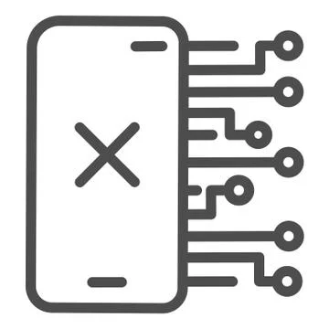 Smartphone without connection line icon, Payment problem concept, phone with Illustrazione stock